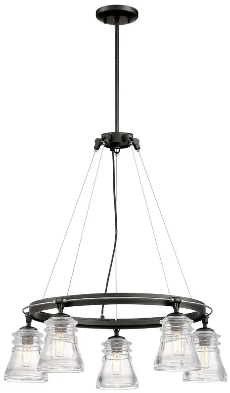 Minka Lavery Graham Ave 5-Light Smoked Iron and Brushed Nickel Chandelier