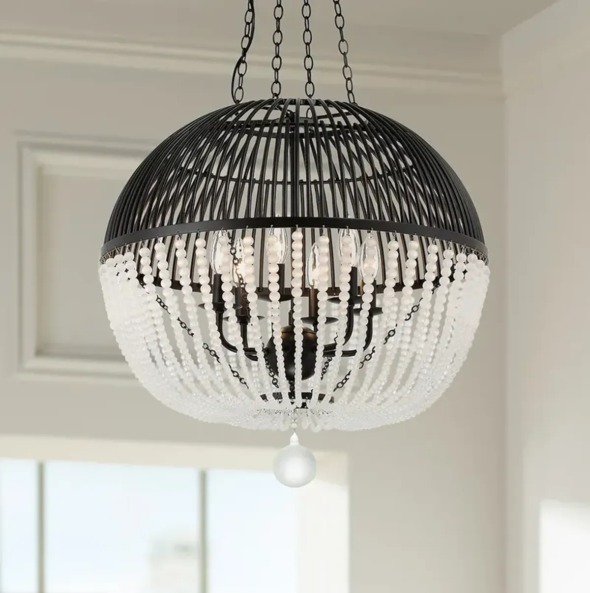 Crystorama Duval 21" Wide Matte Black 6-Light Chandelier