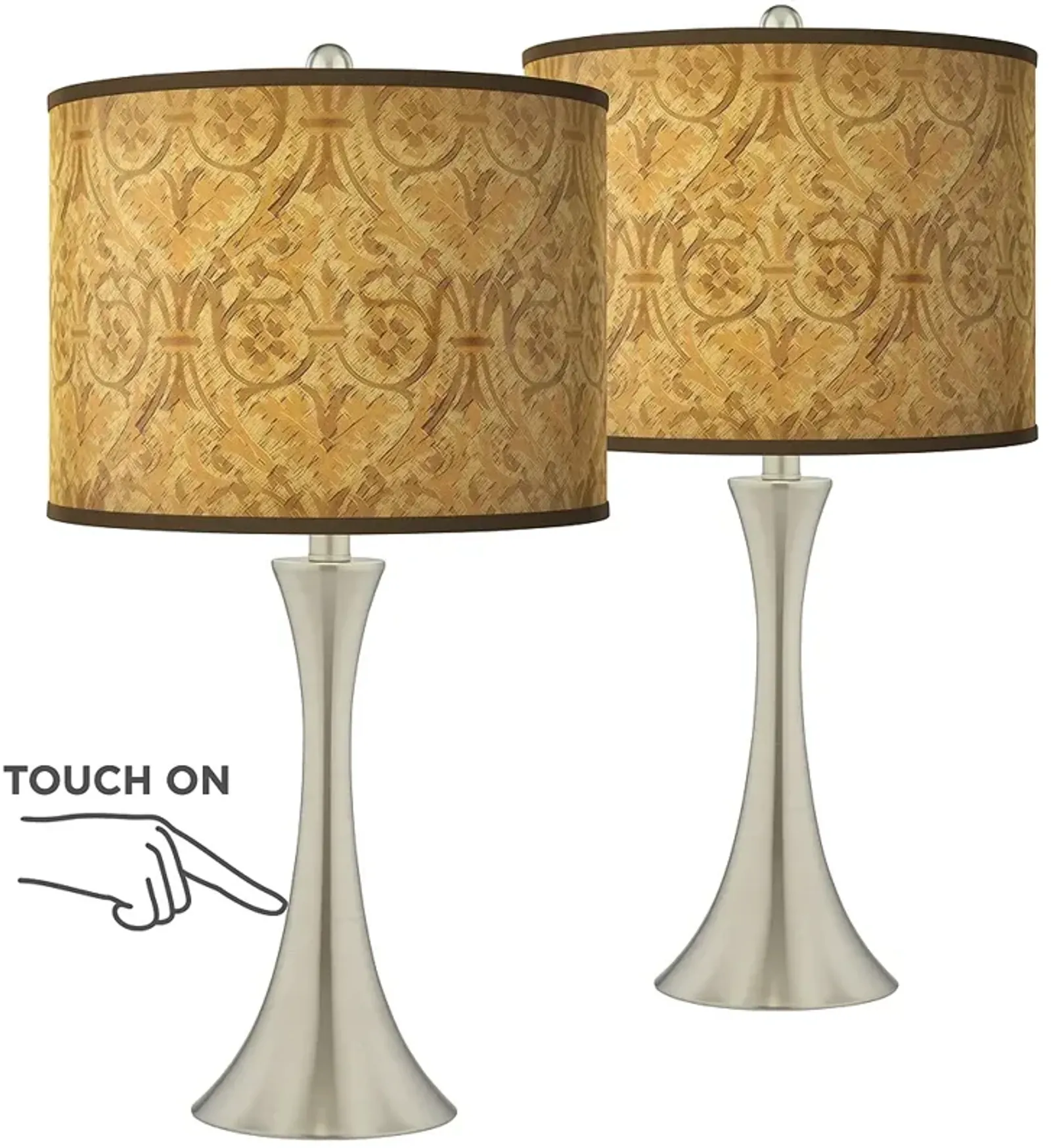 Giclee Glow Trish 24" Golden Versailles Nickel Touch Lamps Set of 2