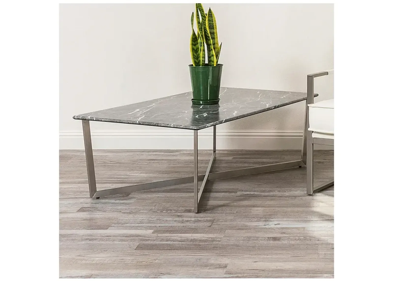 Llona 47 1/4" Wide Black Marble Brushed Steel Coffee Table