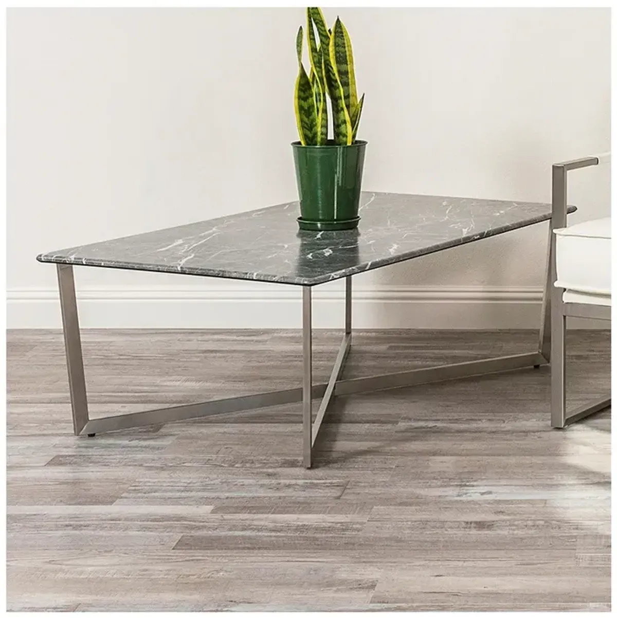 Llona 47 1/4" Wide Black Marble Brushed Steel Coffee Table