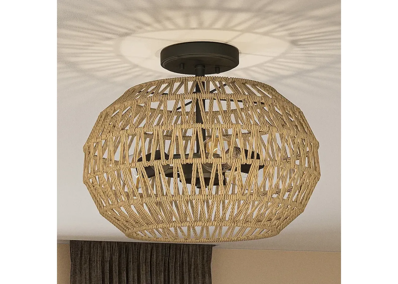 Casablanca 16"W Bronze Natural Rope 3-Light Ceiling Light