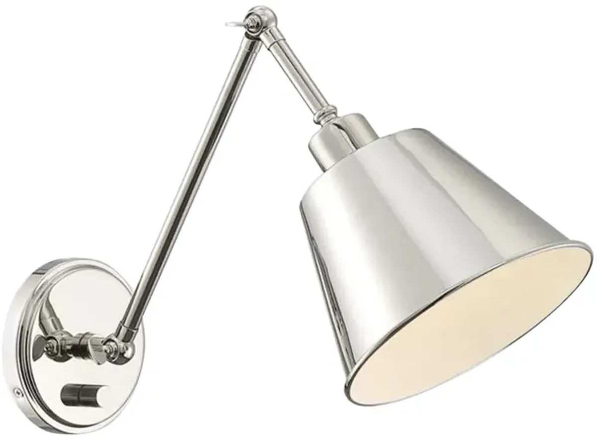 Crystorama Mitchell Polished Nickel Swing Arm Wall Lamp