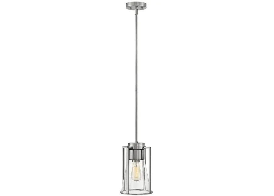 Refinery 7 3/4" Wide Nickel with Clear Shade Mini Pendant