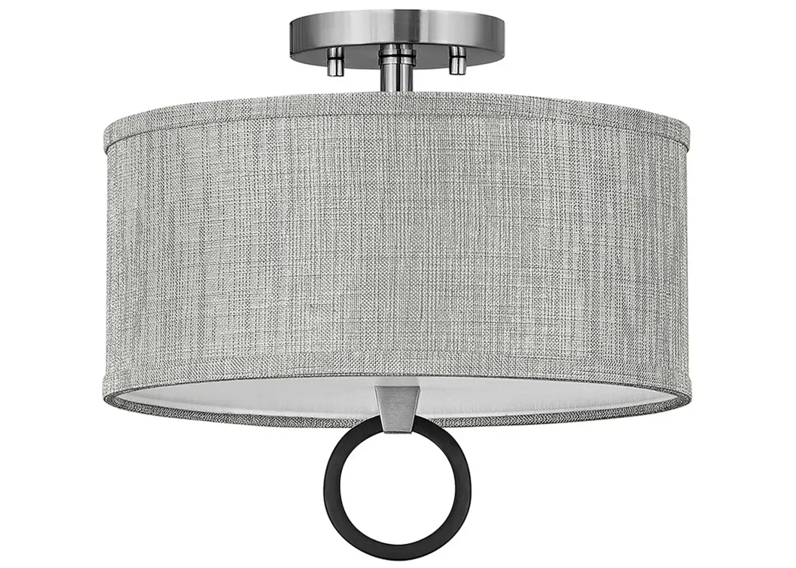 Link 13"W Nickel with Heather Gray Linen Shade Ceiling Light