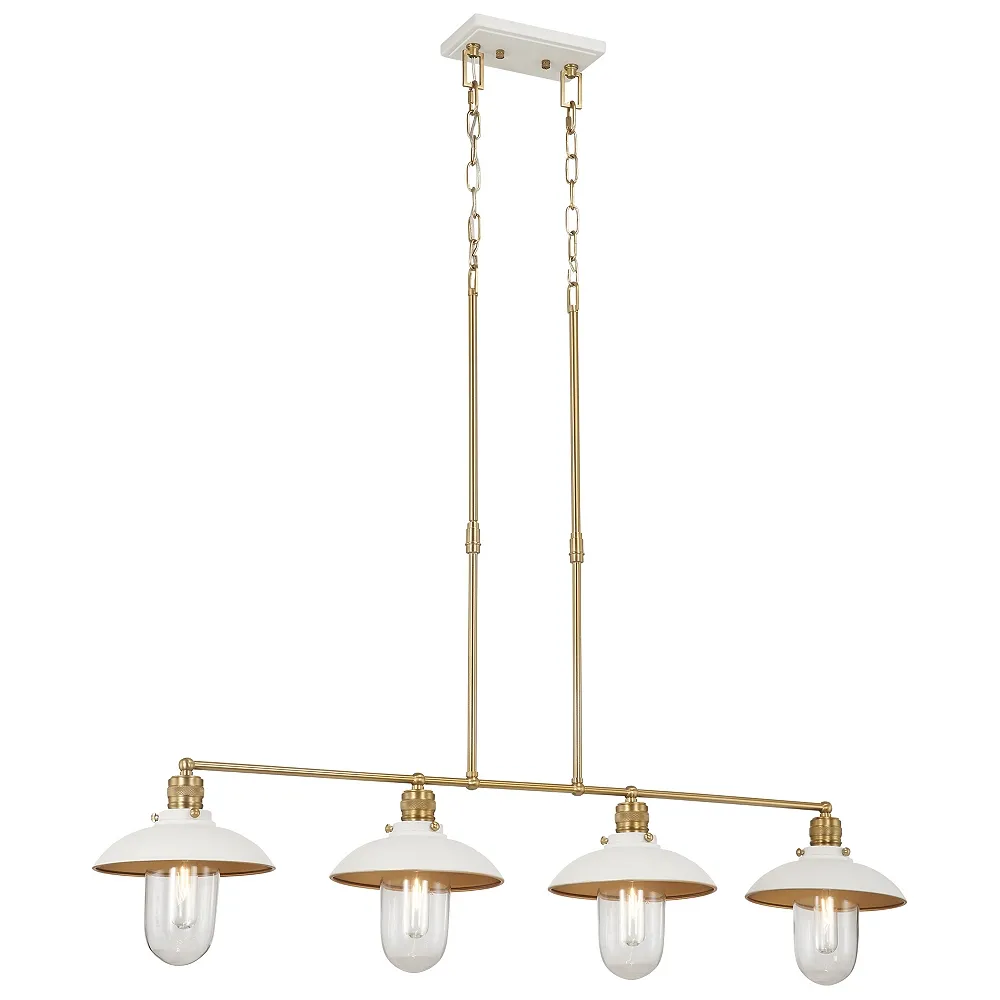 Minka Lavery Downtown Edison 4-Light White and Soft Brass Island Chandelier