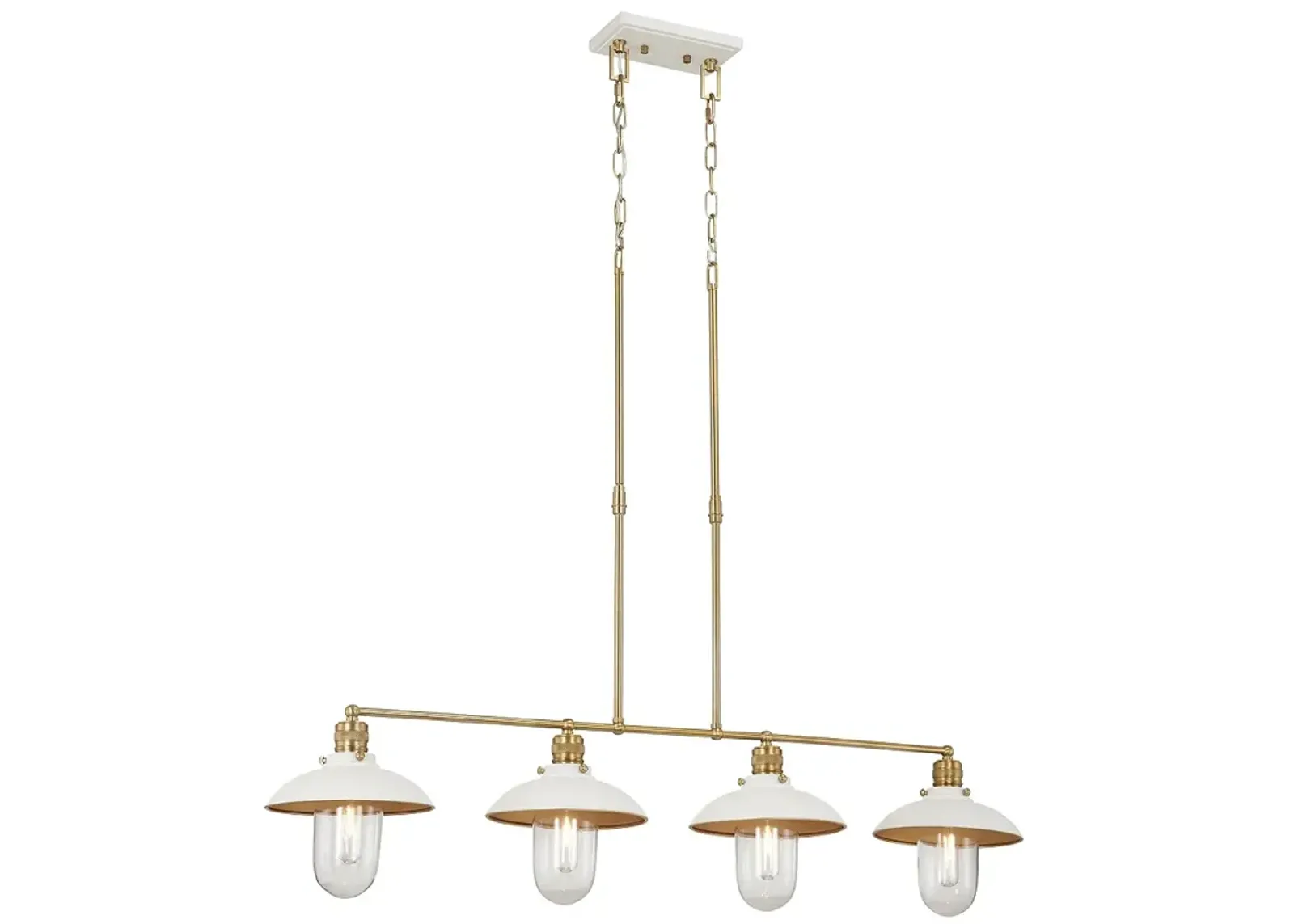 Minka Lavery Downtown Edison 4-Light White and Soft Brass Island Chandelier