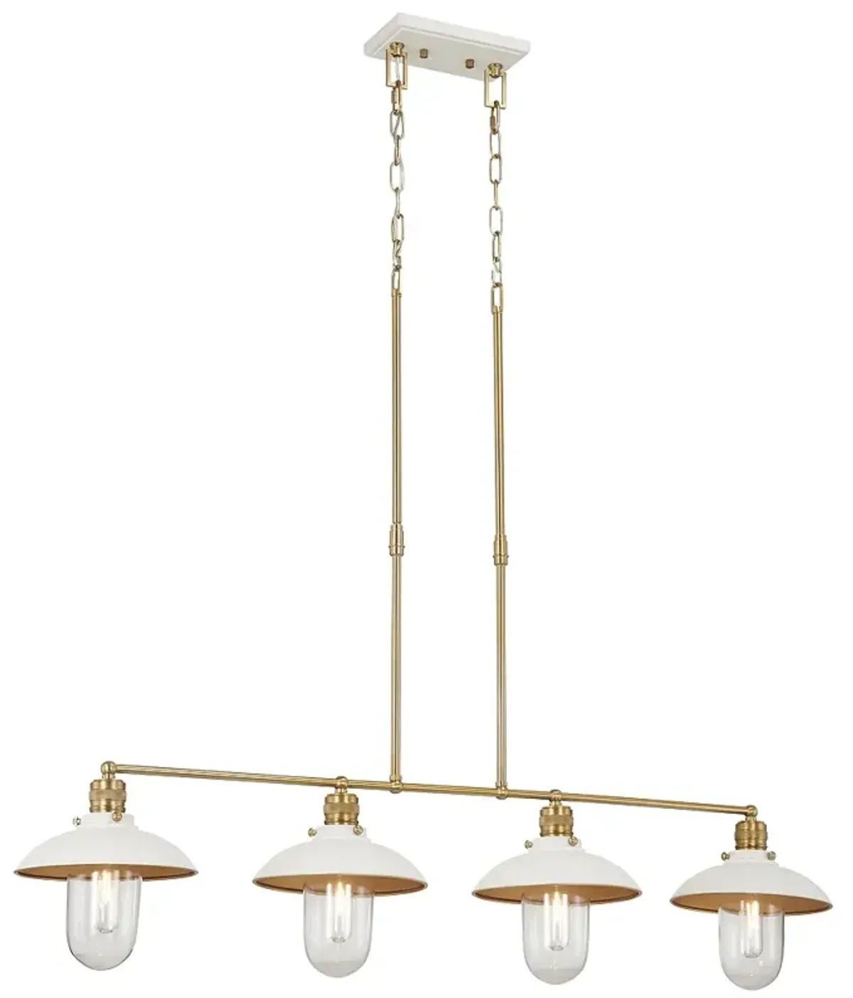 Minka Lavery Downtown Edison 4-Light White and Soft Brass Island Chandelier