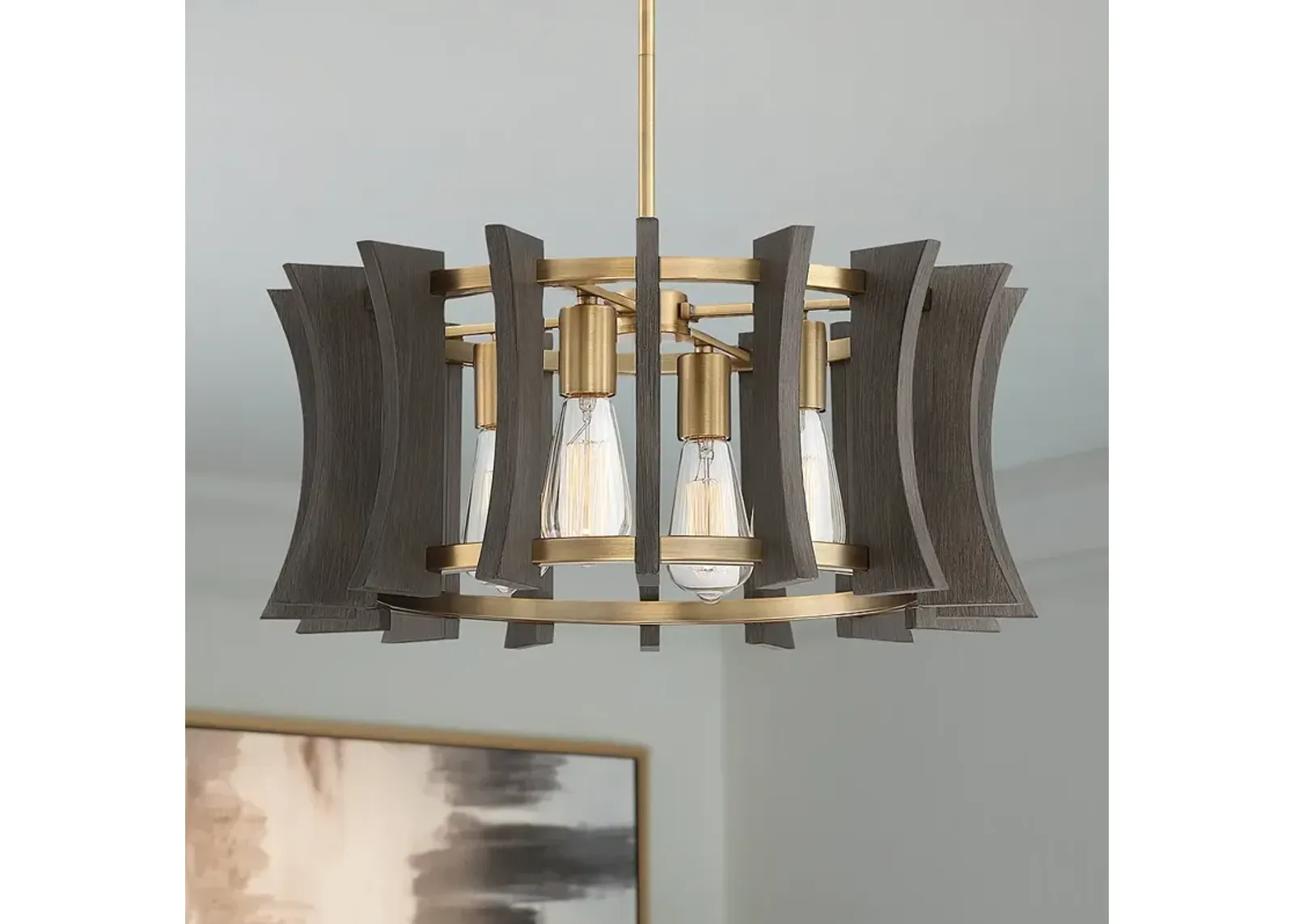 Quoizel Cordelia 21" Wide Aged Brass 4-Light Pendant