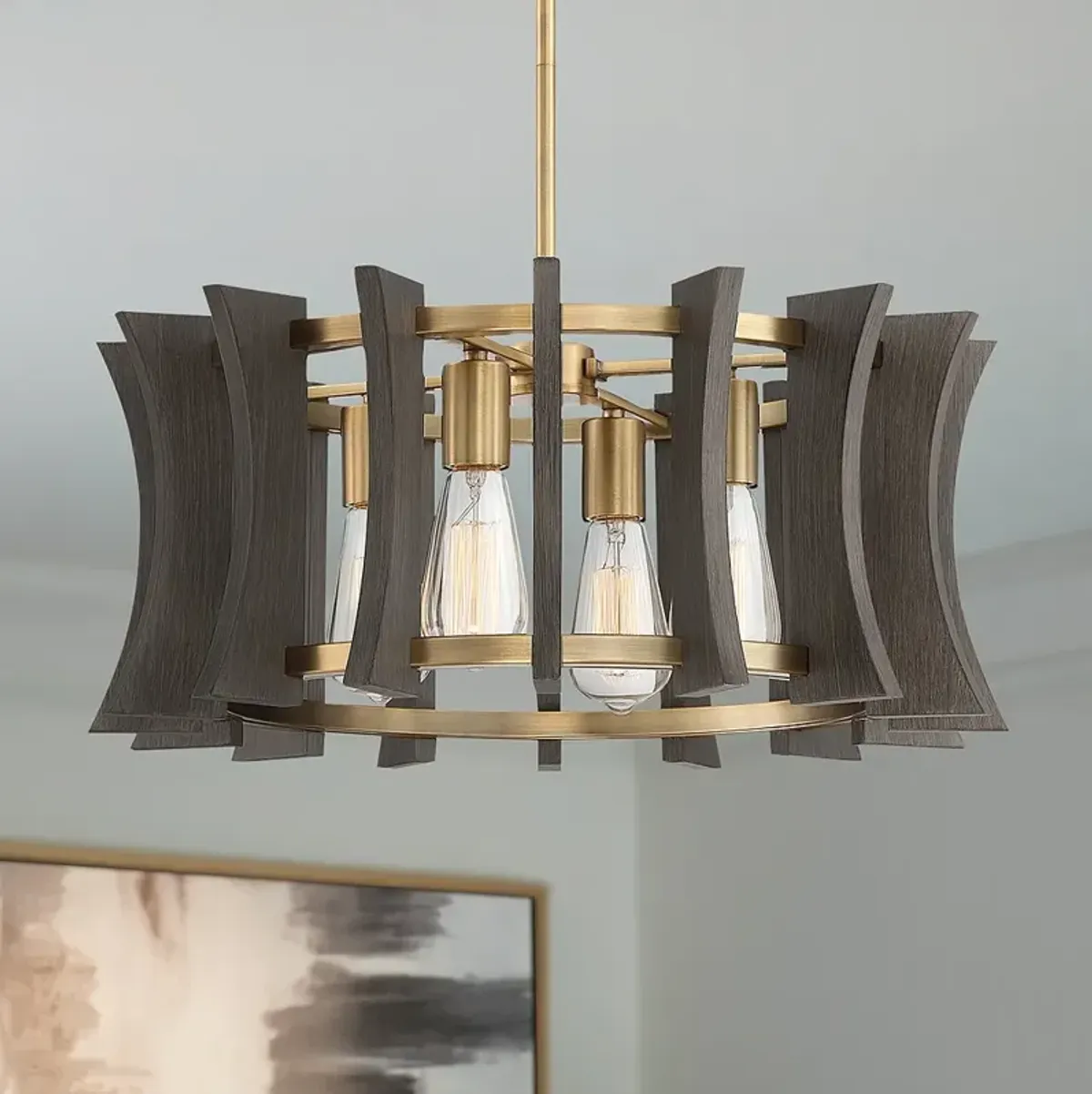 Quoizel Cordelia 21" Wide Aged Brass 4-Light Pendant