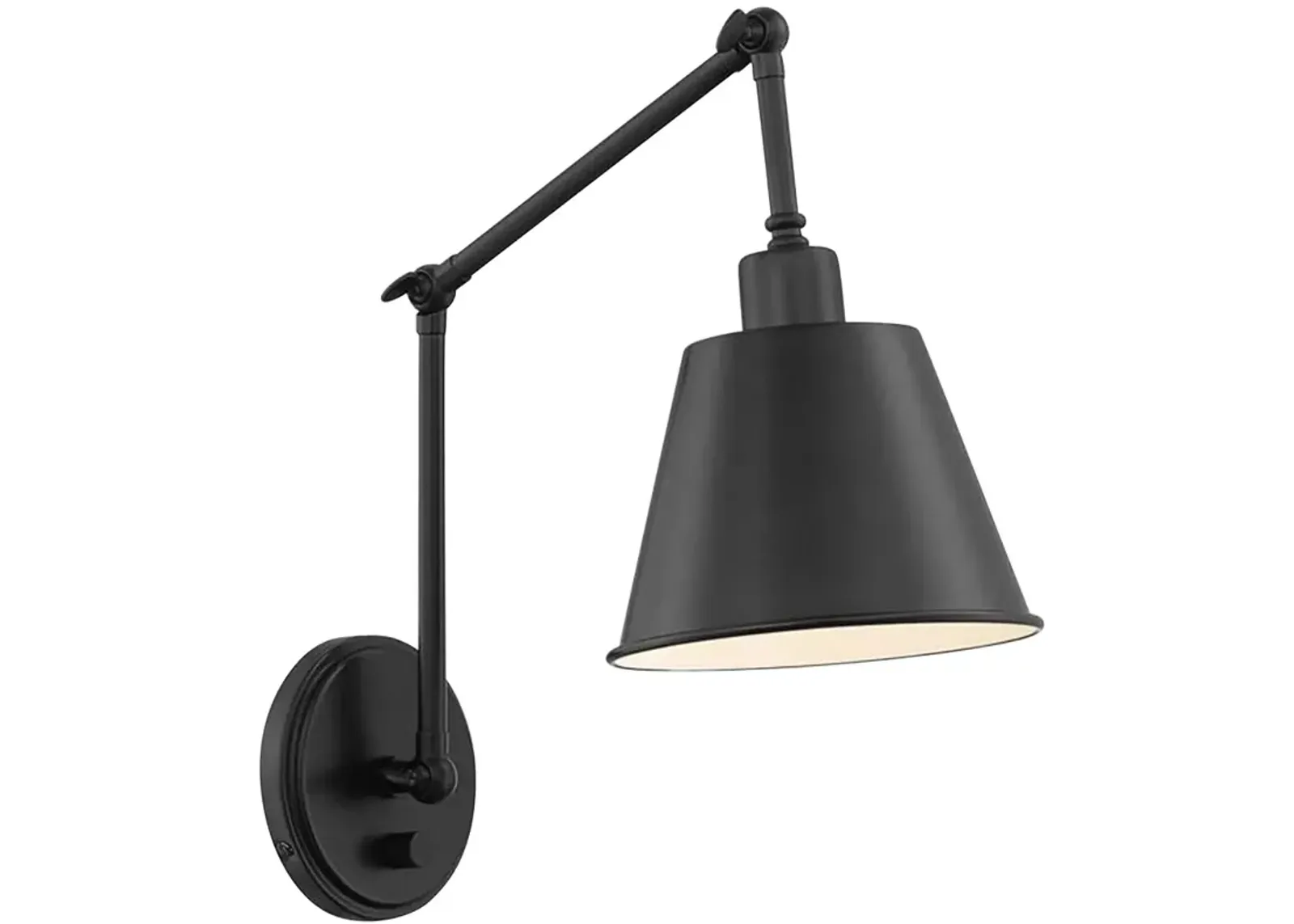 Crystorama Mitchell Matte Black Swing Arm Wall Lamp