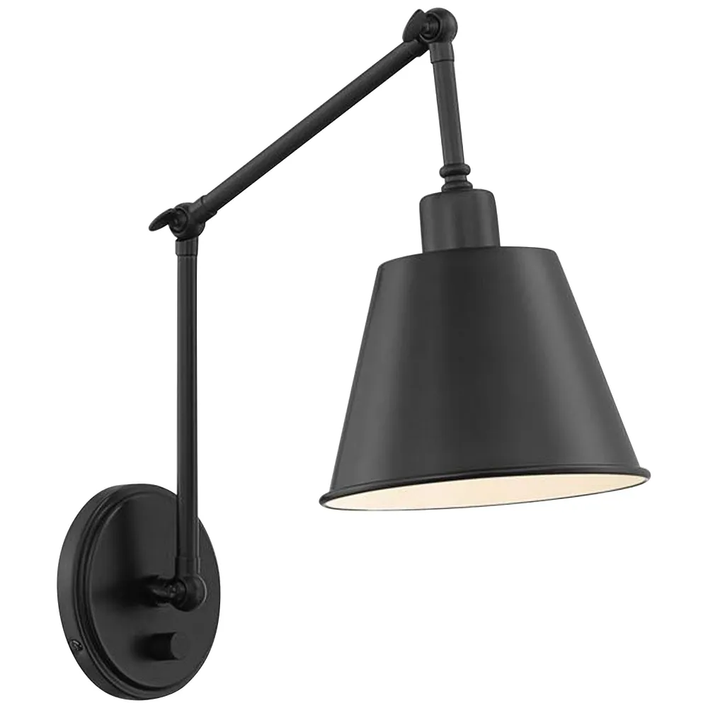 Crystorama Mitchell Matte Black Swing Arm Wall Lamp