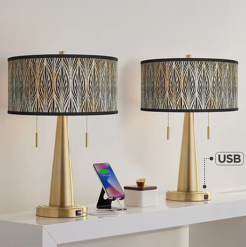 Amara Vicki Gold USB Table Lamps Set of 2