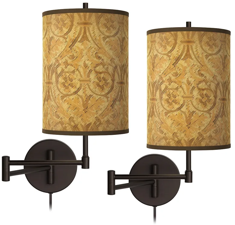 Golden Versailles Tessa Bronze Swing Arm Wall Lamps Set of 2