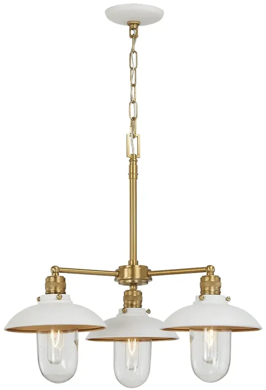 Minka Lavery Downtown Edison 3-Light White and Soft Brass Chandelier