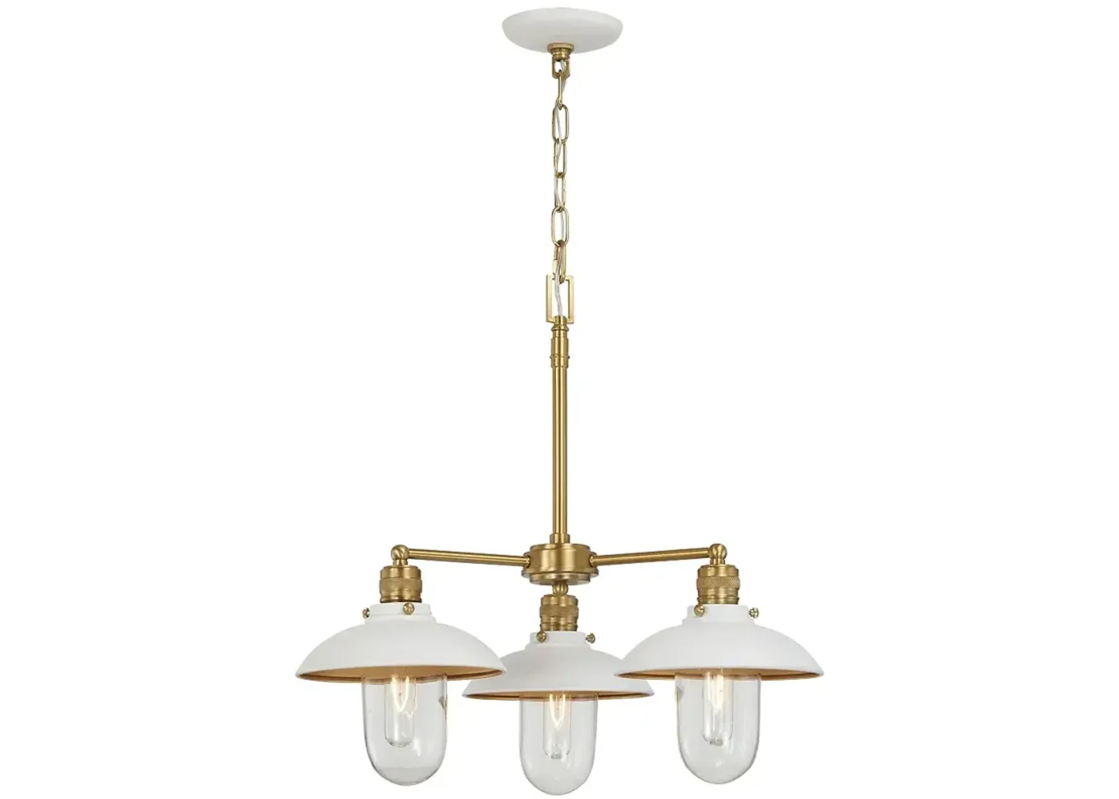 Minka Lavery Downtown Edison 3-Light White and Soft Brass Chandelier