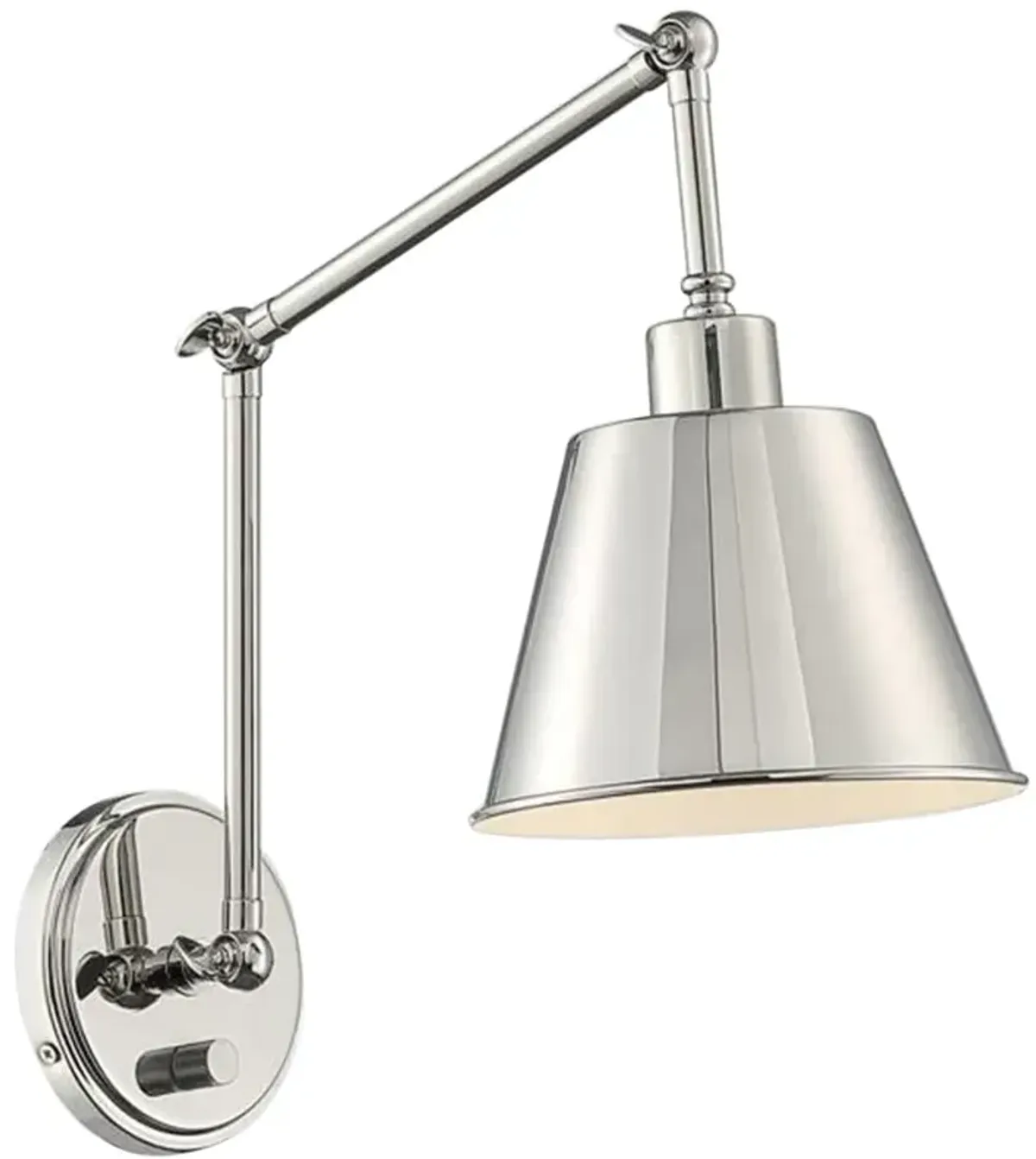 Crystorama Mitchell 7.5" Wide Nickel Plug-In Swing Arm Wall Lamp