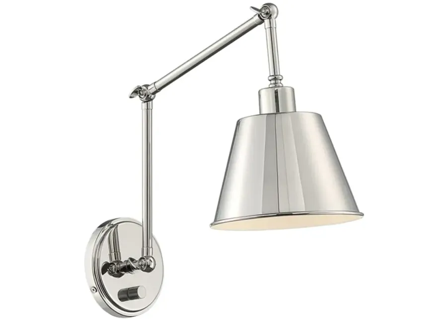 Crystorama Mitchell 7.5" Wide Nickel Plug-In Swing Arm Wall Lamp