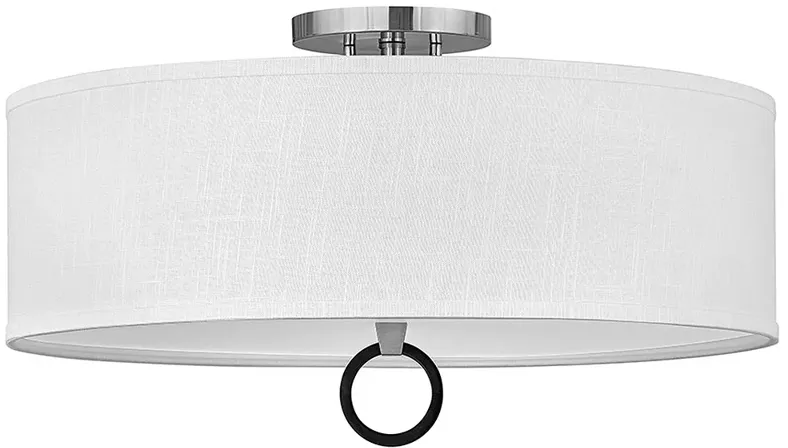 Link 23 3/4" Wide Nickel with Off-White Shade Ceiling Light