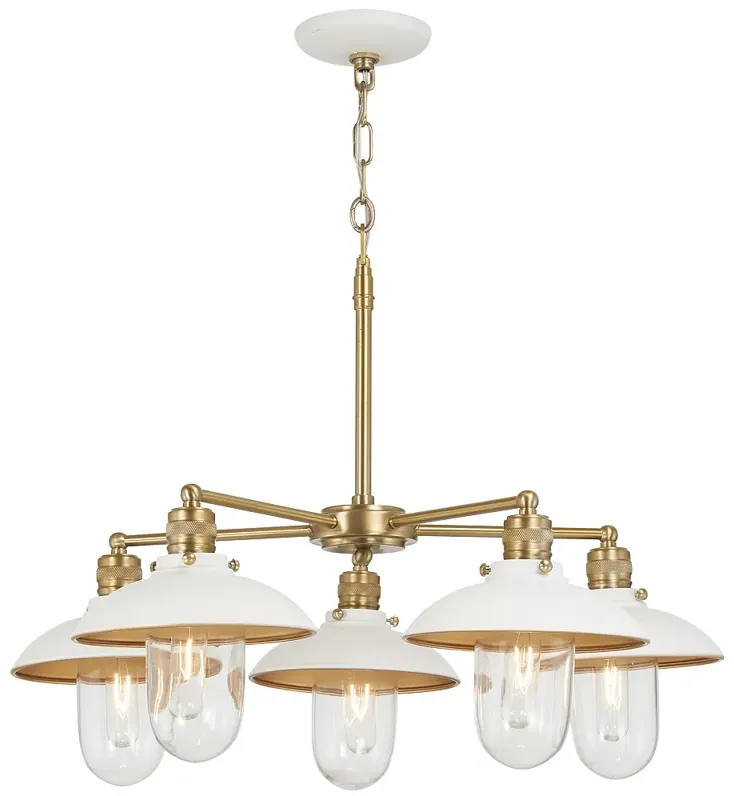 Minka Lavery Downtown Edison 5-Light White and Soft Brass Chandelier