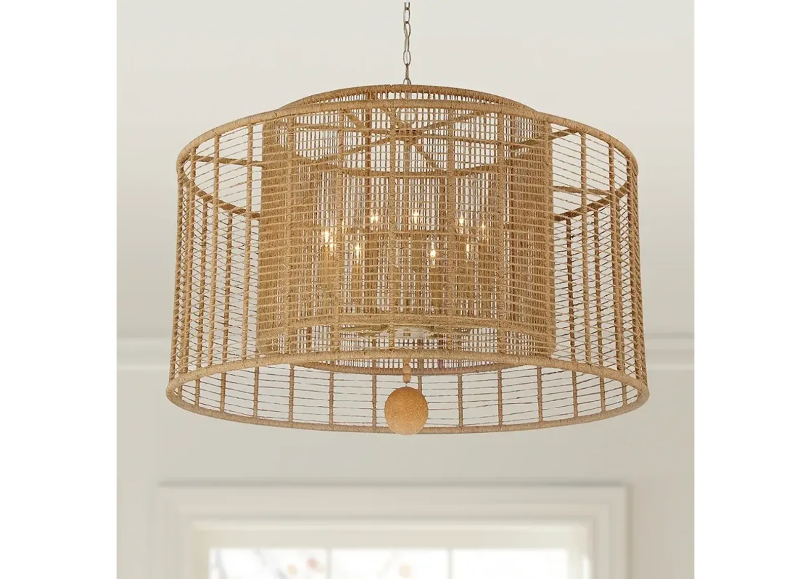 Jayna 42 3/4" Wide Silver Natural Jute 12-Light Modern Drum Chandelier