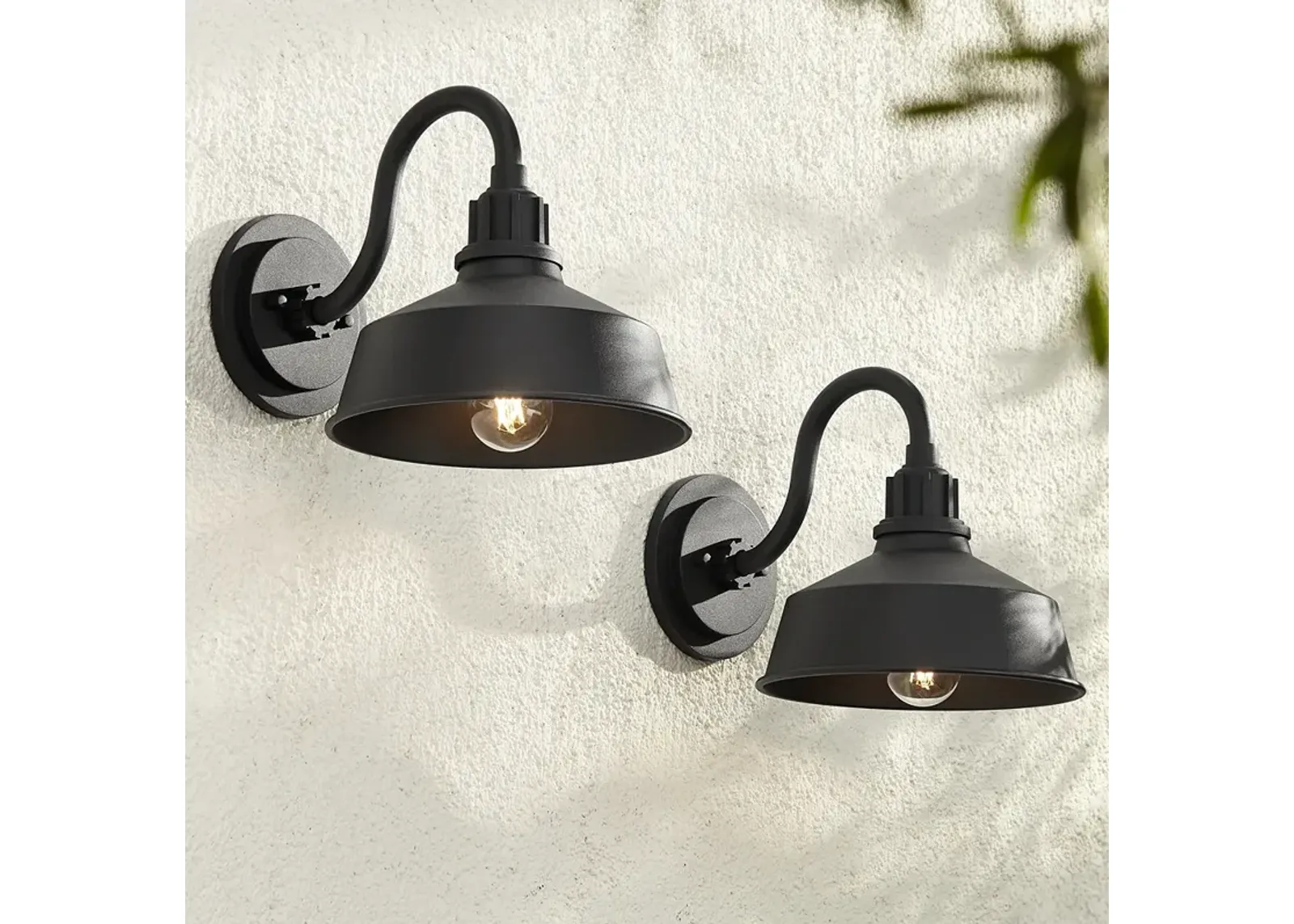 Arnett 10 1/2" Textured Black Outdoor Wall Light Set of 2