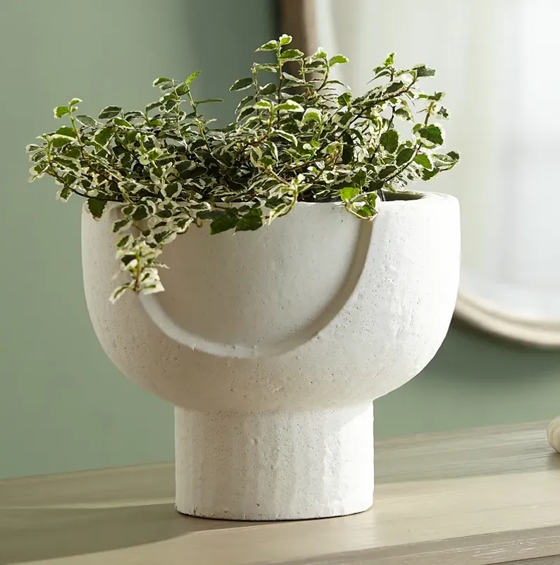 Bletheny White Ceramic Pedestal Decorative Bowl