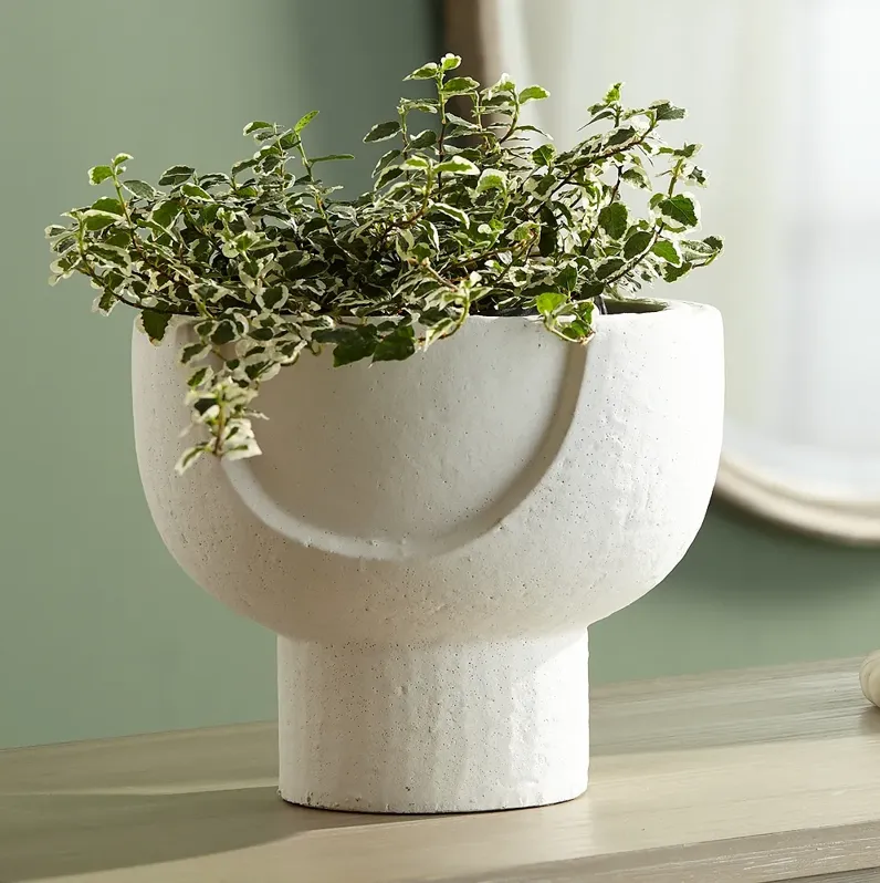 Bletheny White Ceramic Pedestal Decorative Bowl