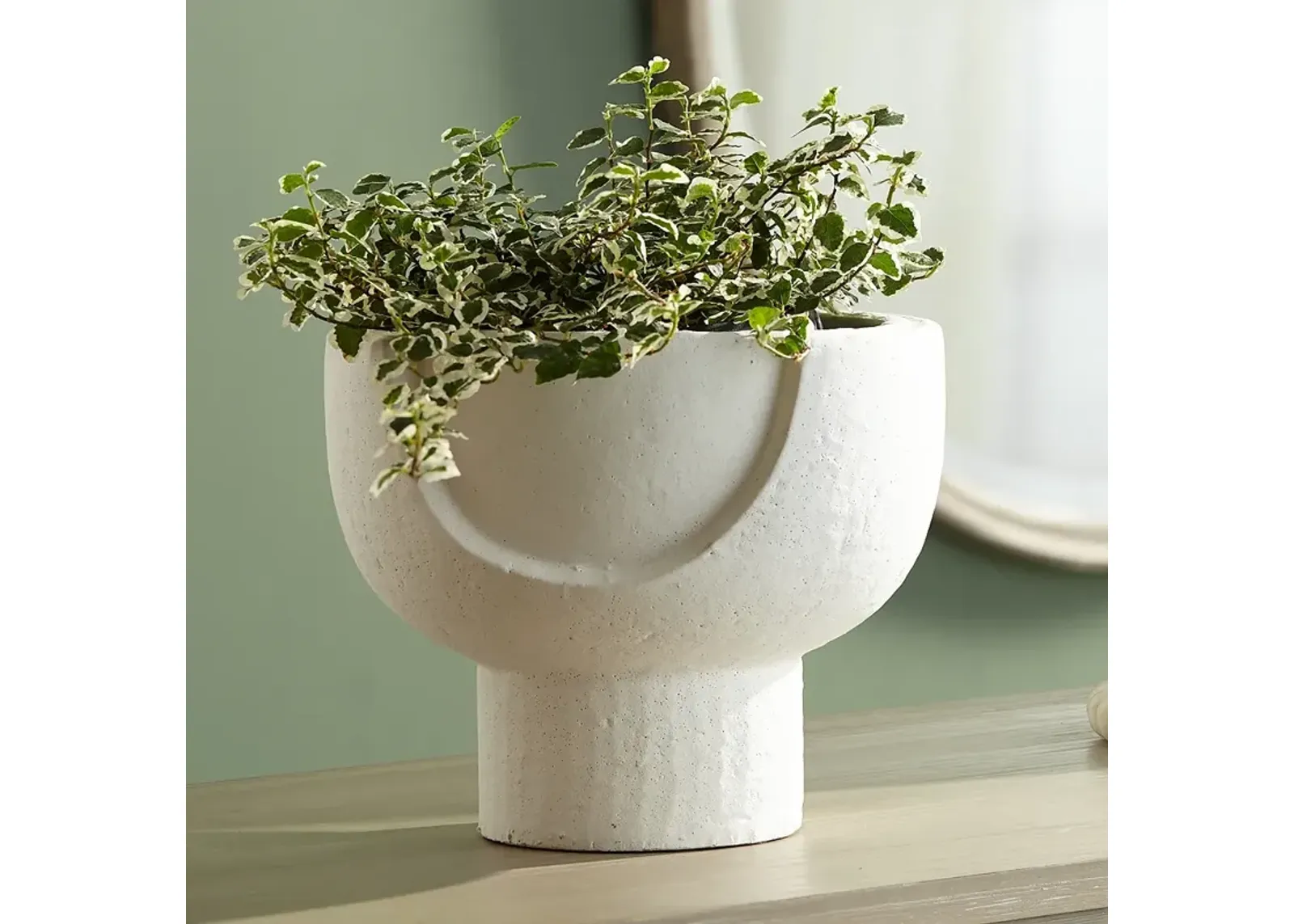 Bletheny White Ceramic Pedestal Decorative Bowl