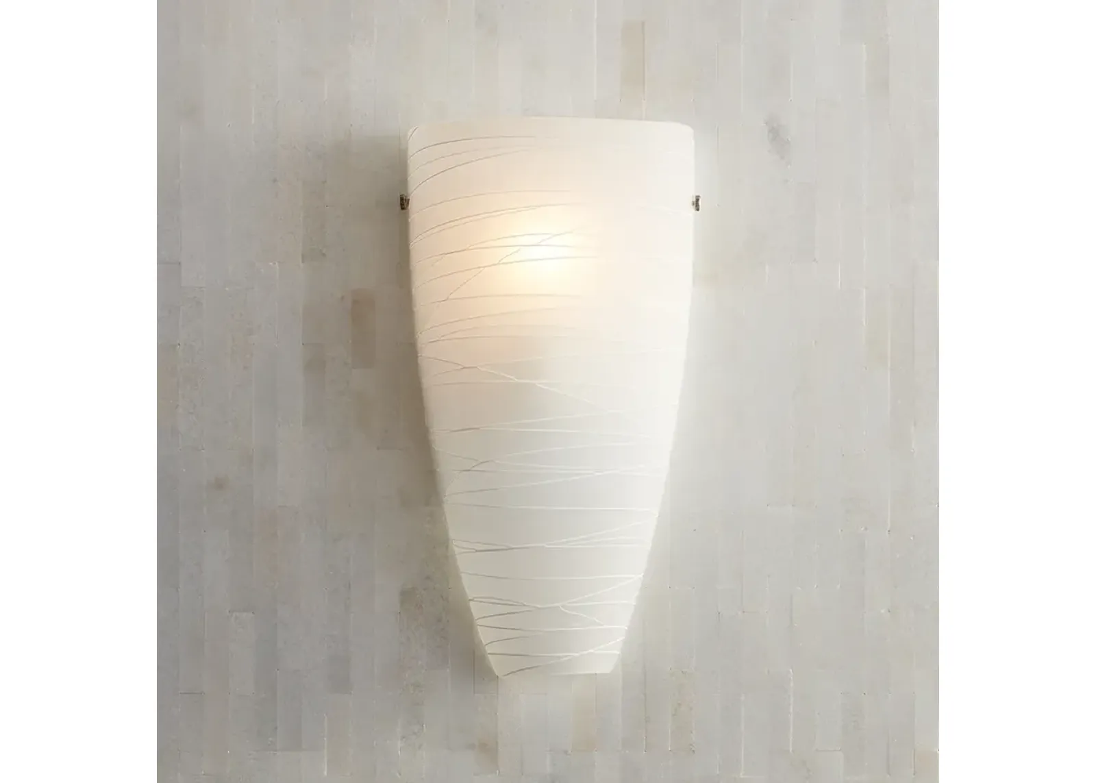 Possini Euro Isola 13 1/4" High White Striped Glass Wall Sconce