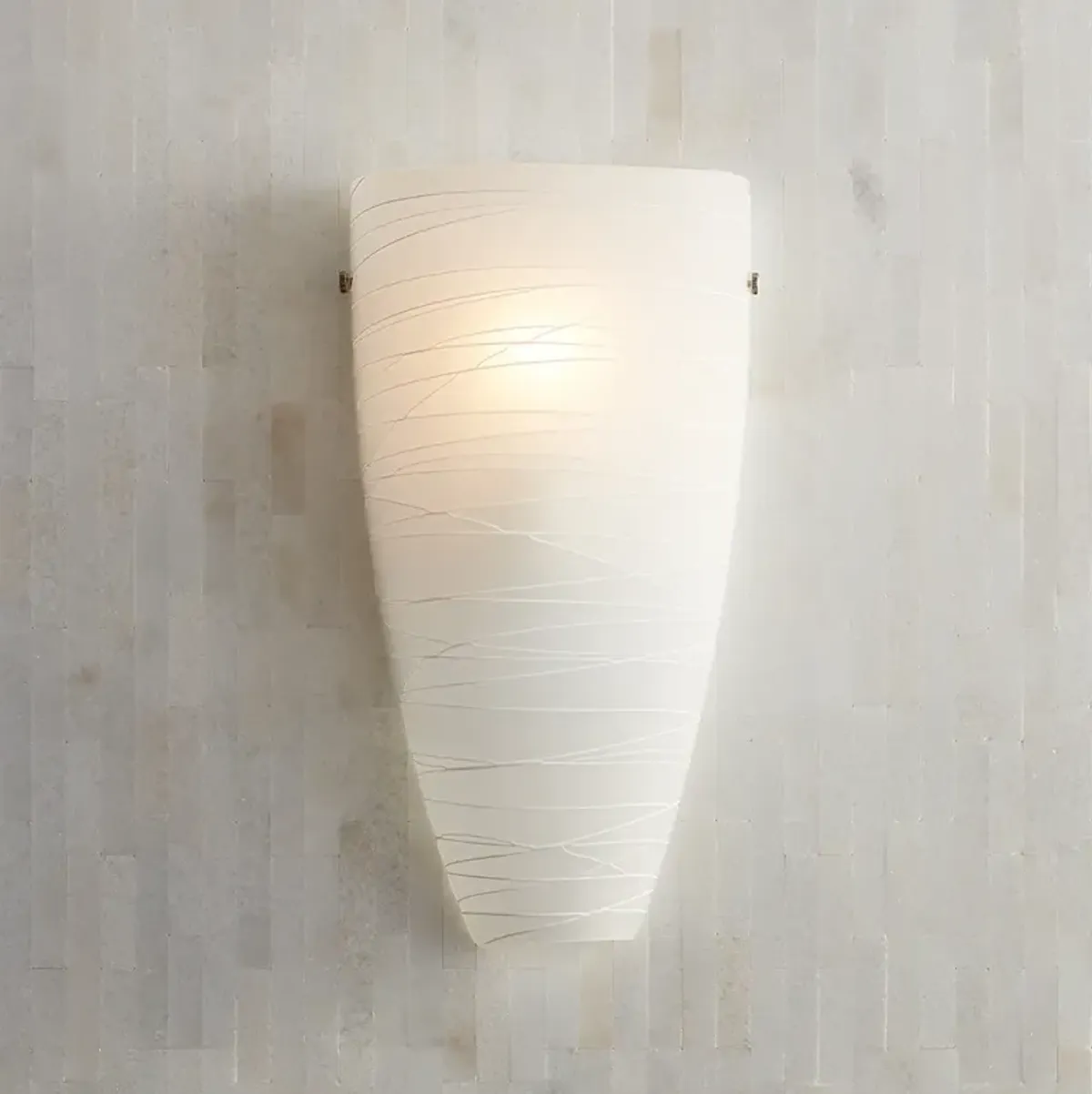 Possini Euro Isola 13 1/4" High White Striped Glass Wall Sconce