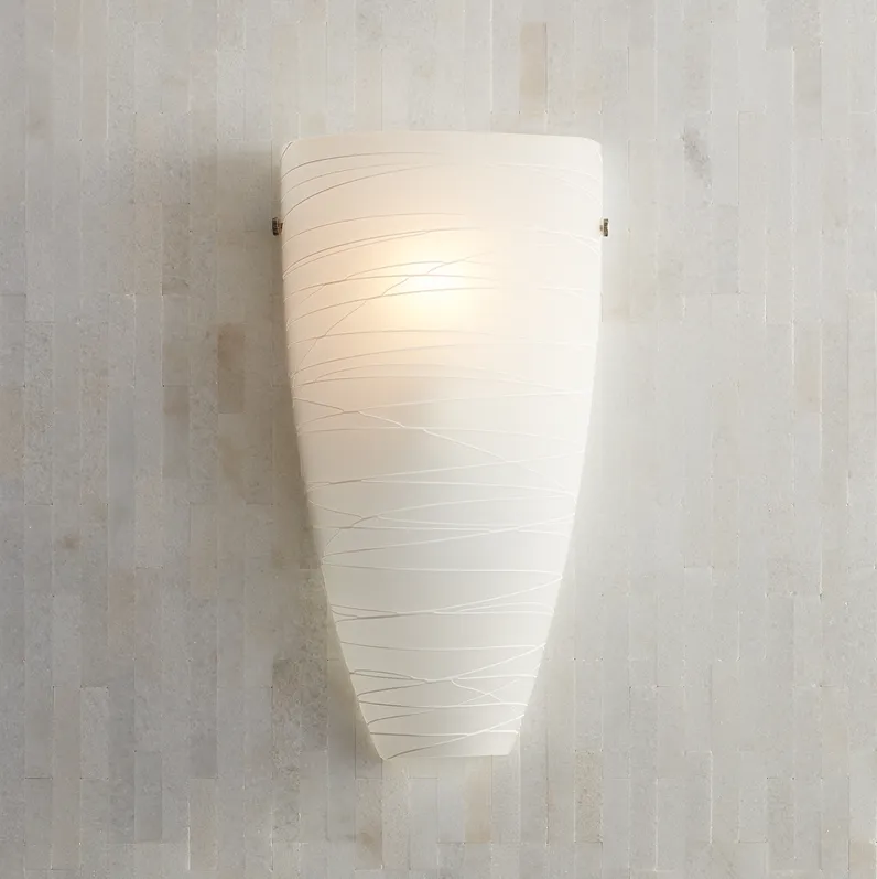 Possini Euro Isola 13 1/4" High White Striped Glass Wall Sconce