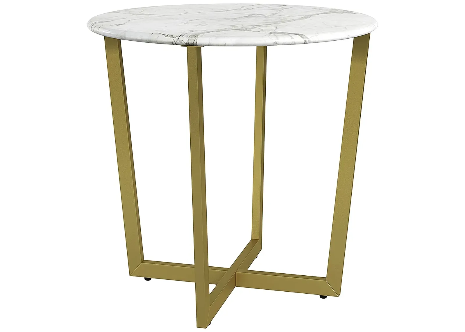 Llona 23 3/4" Wide White Marble Gold Steel Round Side Table