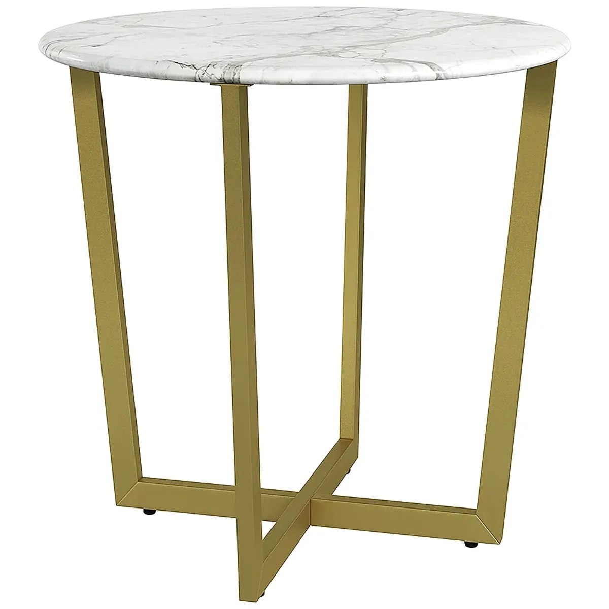 Llona 23 3/4" Wide White Marble Gold Steel Round Side Table