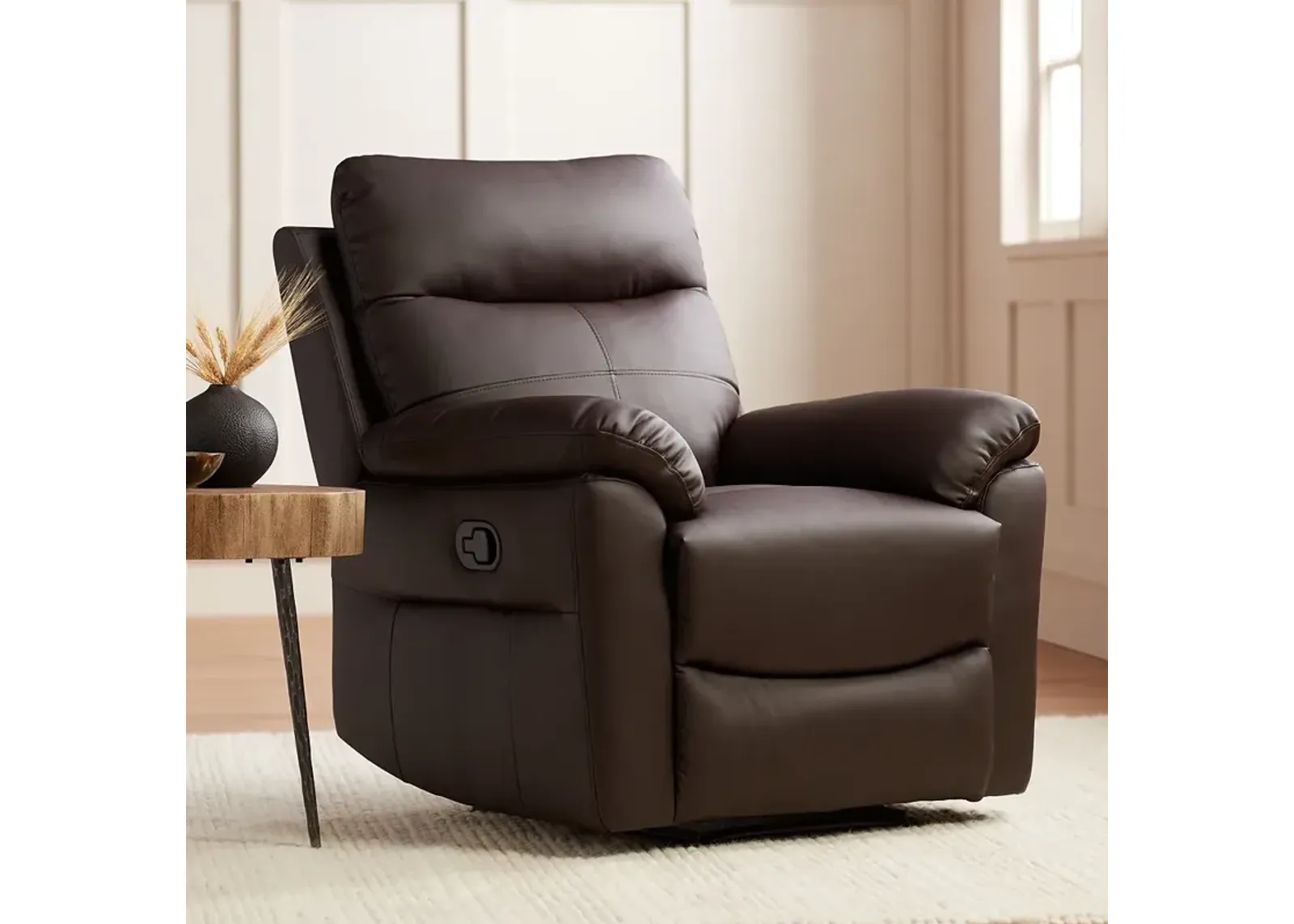 Newport Brown Faux Leather Manual Recliner Chair