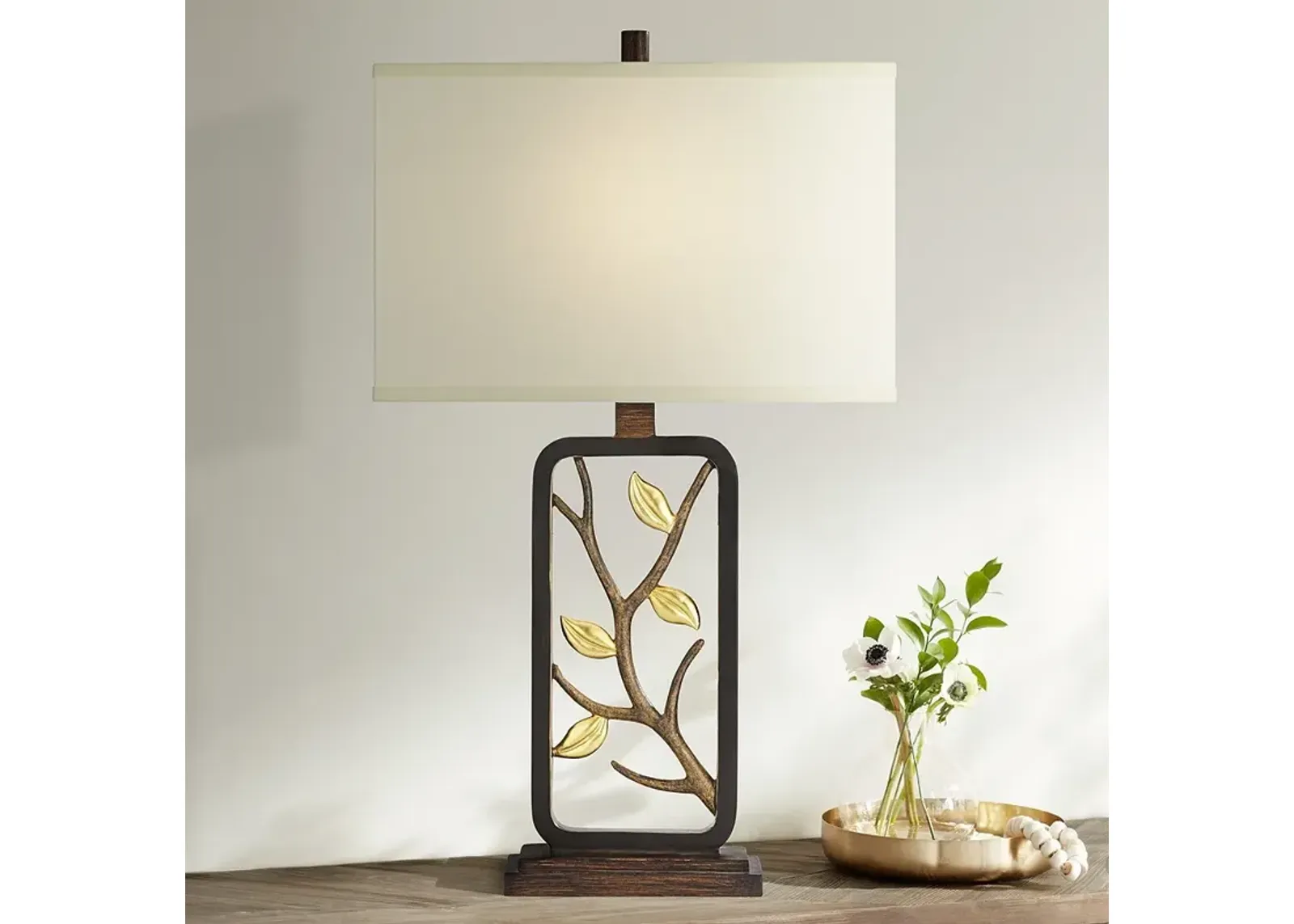 Pacific Coast Lighting Vera Bronze Branch and Leaves Sculptural Table Lamp