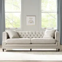 Marilyn 93" Wide White Linen Tufted Sofa