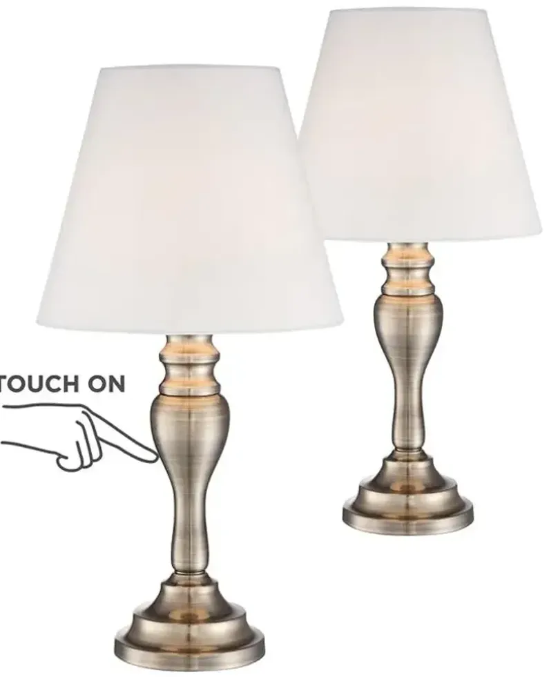 Brass Finish 19 1/4" High Touch On-Off Table Lamp Set of 2