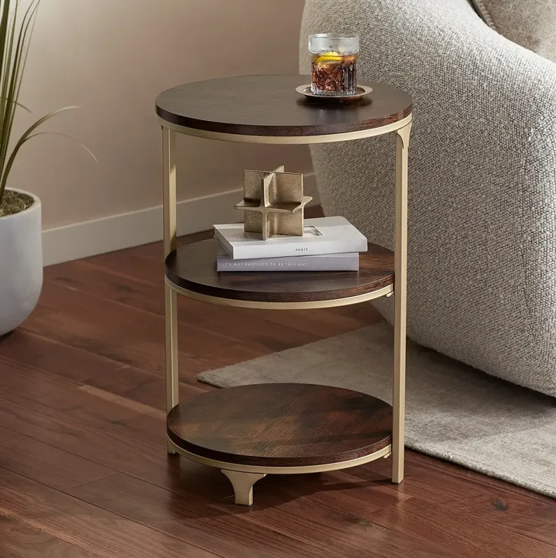 Keanu 15 1/4" Wide Light Bronze 3 Tier Side Table