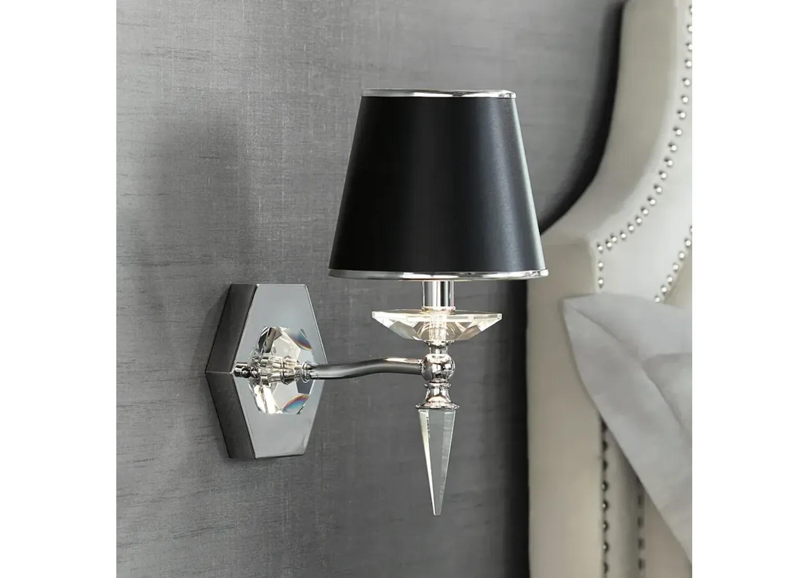 Manhattan 13" High Black and Chrome Crystal Wall Sconce