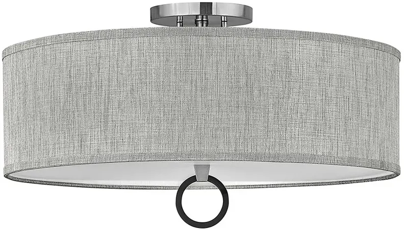 Link 23 3/4" Wide Nickel with Gray Linen Shade Ceiling Light