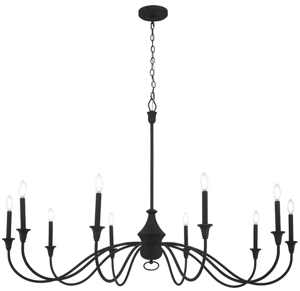 Halifax County 58" Wide Textured Black 10-Light Chandelier