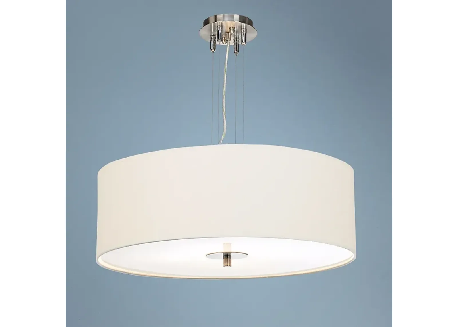 Brushed Nickel  24"W Pendant Chandelier with Opaque Shade