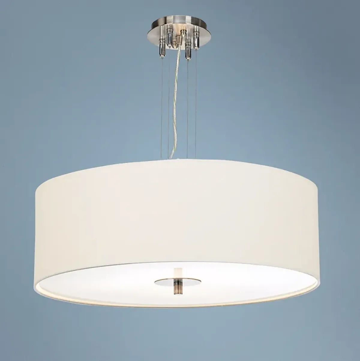 Brushed Nickel  24"W Pendant Chandelier with Opaque Shade