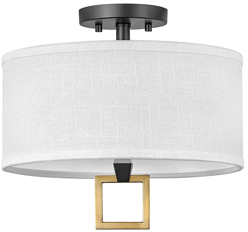 Link 13" Wide Black with Off-White Shade Ceiling Light