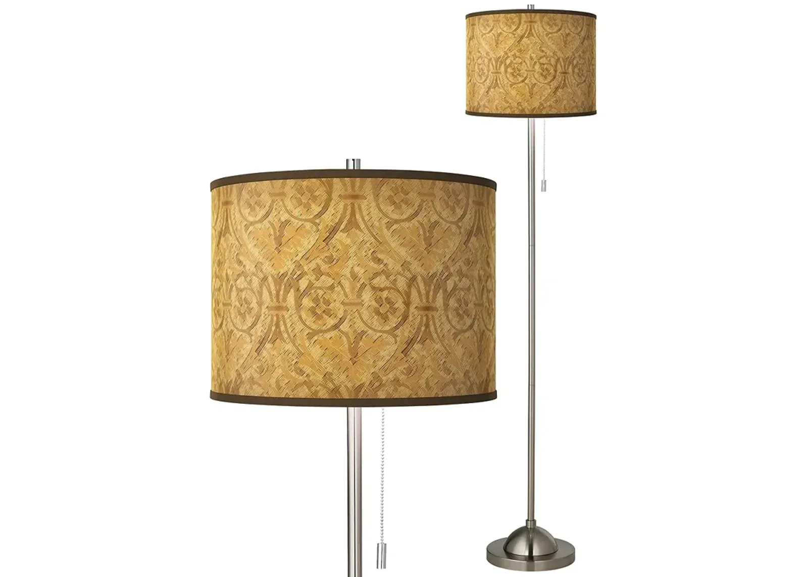 Giclee Glow 62" Golden Versailles Brushed Nickel Pull Chain Floor Lamp