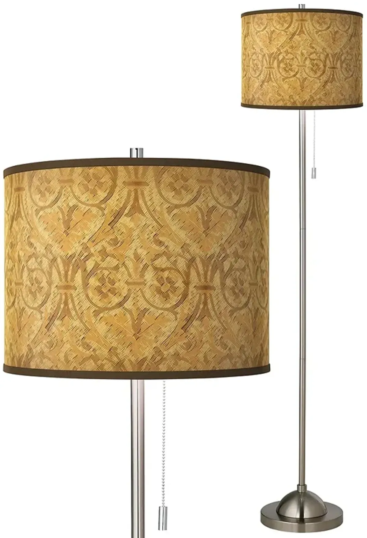 Giclee Glow 62" Golden Versailles Brushed Nickel Pull Chain Floor Lamp