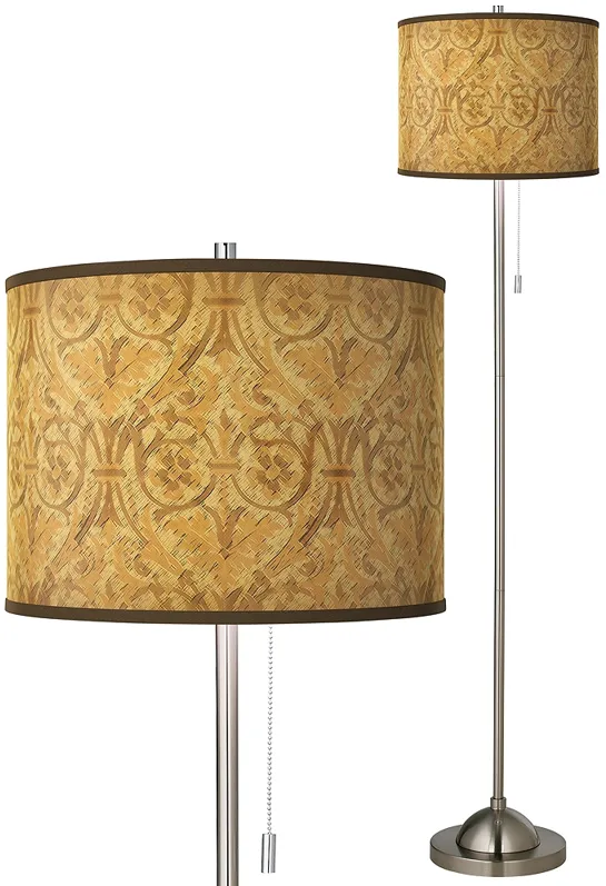 Golden Versailles Brushed Nickel Pull Chain Floor Lamp