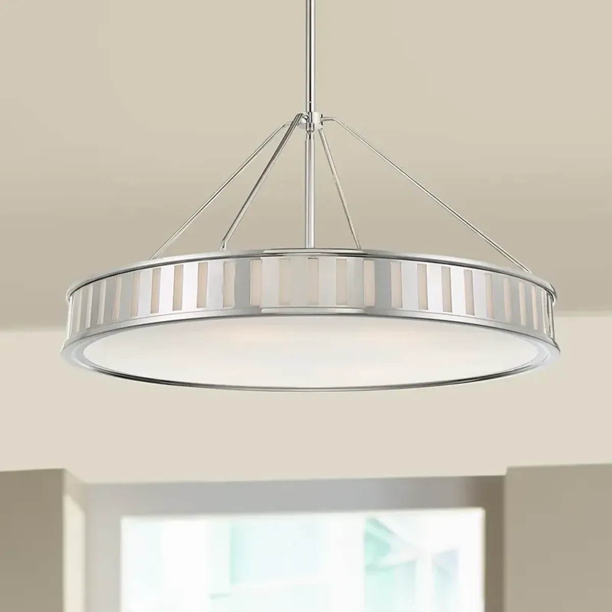 Crystorama Kendal 28"W Polished Nickel Drum Pendant Light