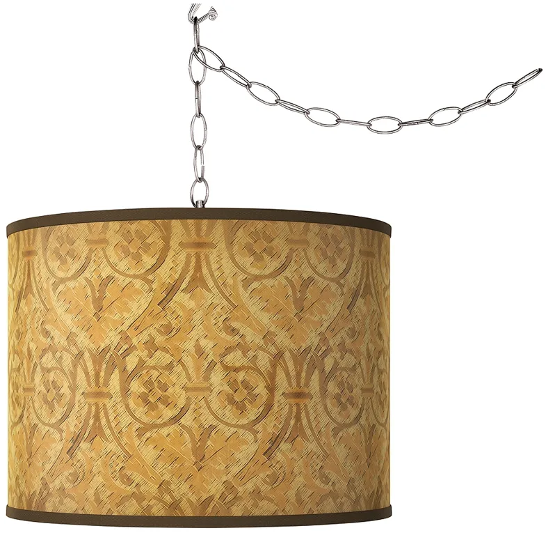 Swag Style Golden Versailles Giclee Shade Plug-In Chandelier